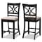 Baxton Studio Chandler Sand Upholstered and Espresso Wood 2-Piece Pub Chair Set 166-10762 - alternate 1